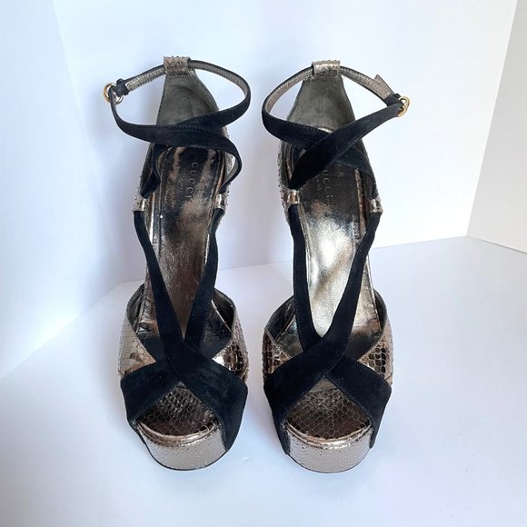 Gucci Exotic Python Leather Platform Heels 7.5 - Picture 2 of 14